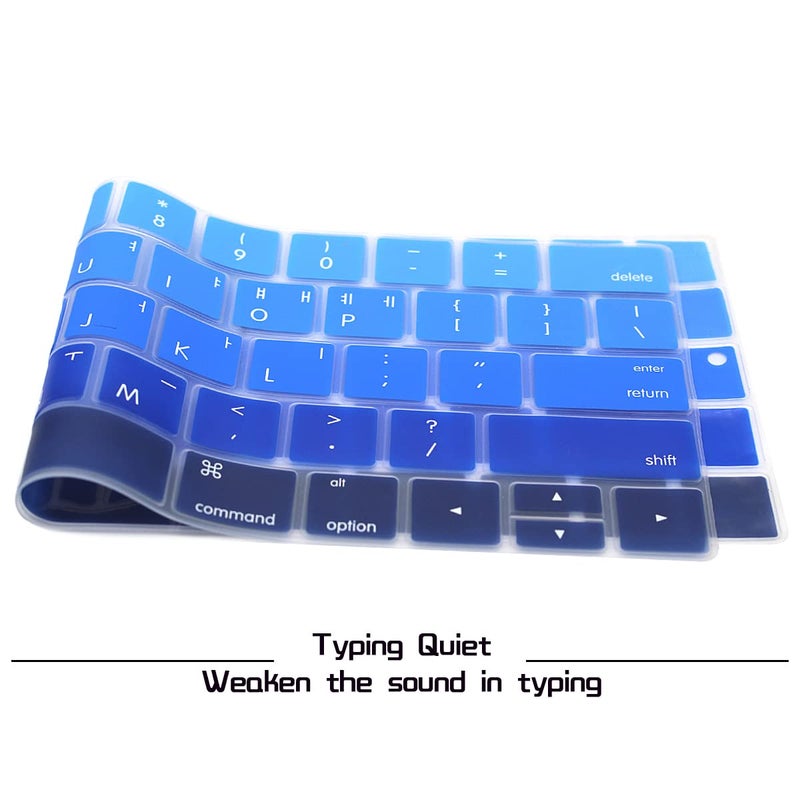 HRH Korean Language Silicone Keyboard Cover for MacBook Pro with Touch Bar 13 Inch and 15 Inch (A2159/A1989/A1706,A1990/A1707) 2019 2018 2016 2017 Release USA Version,Ombre Blue - Image 2